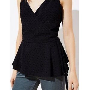 Ann Taylor LOFT Swiss Dot Wrap Cami Small, Black